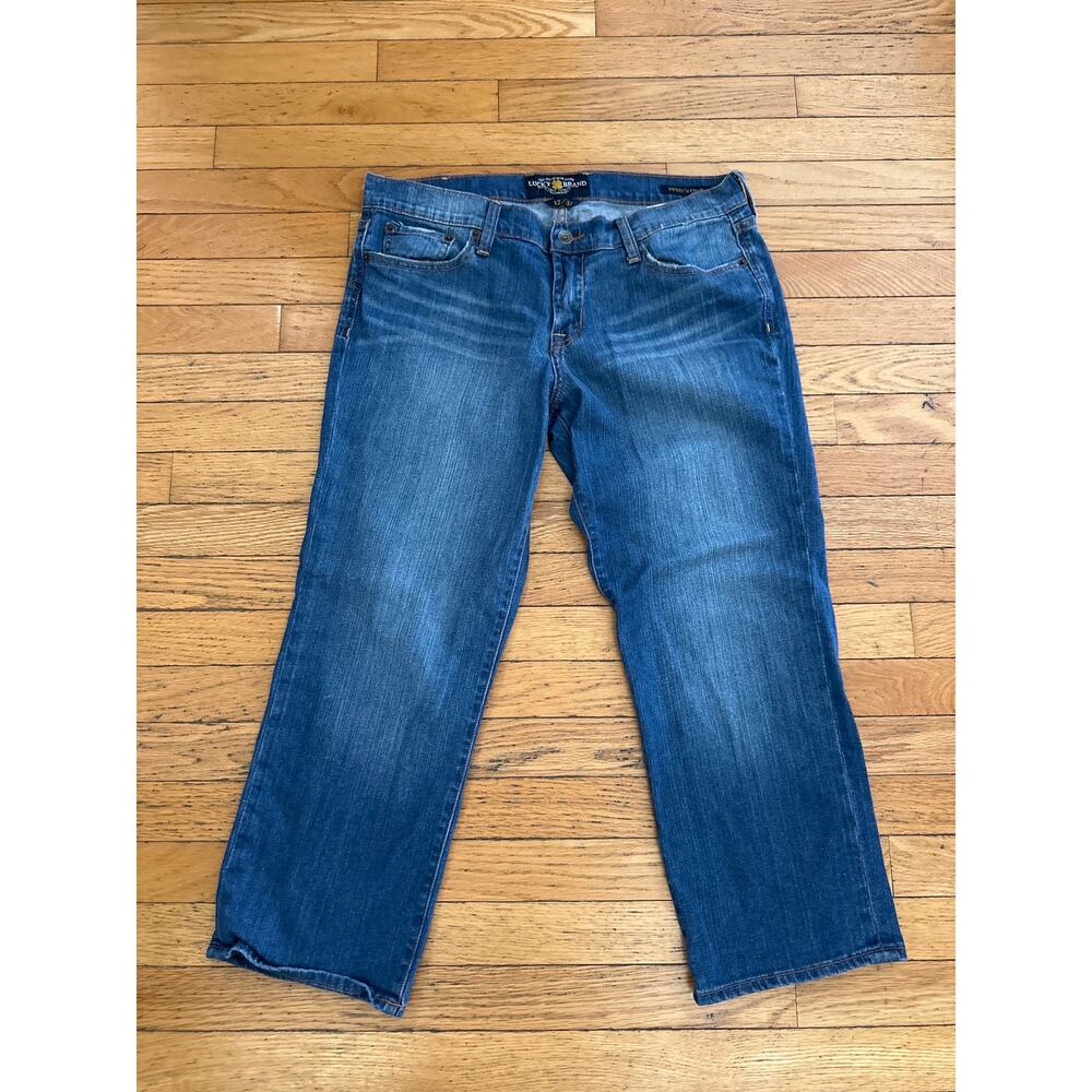 Lucky Brand Sweet N Crop Jeans Womens 12/31 Embroidered Pocket Mid Rise Straight - Picture 3 of 8
